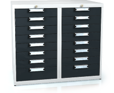 Universal cabinet for workbenches 840 x 963 x 600 - 16x drawer